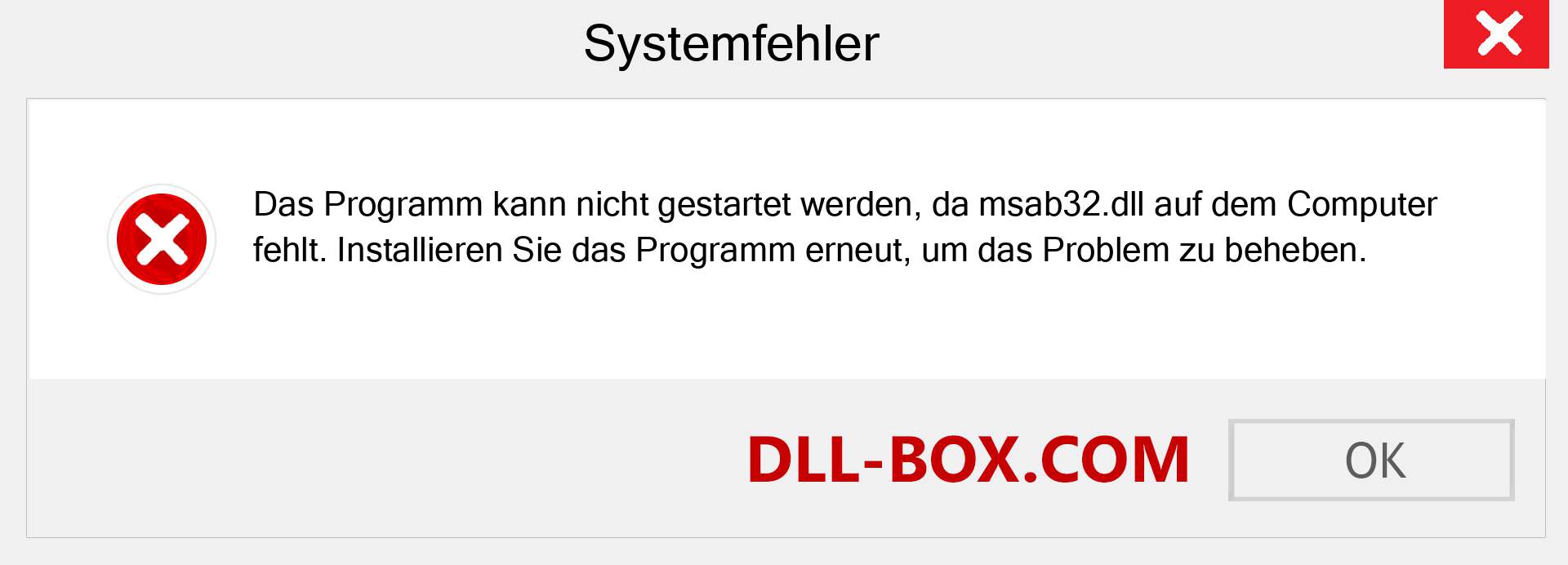 msab32.dll-Datei fehlt?. Download für Windows 7, 8, 10 - Fix msab32 dll Missing Error unter Windows, Fotos, Bildern